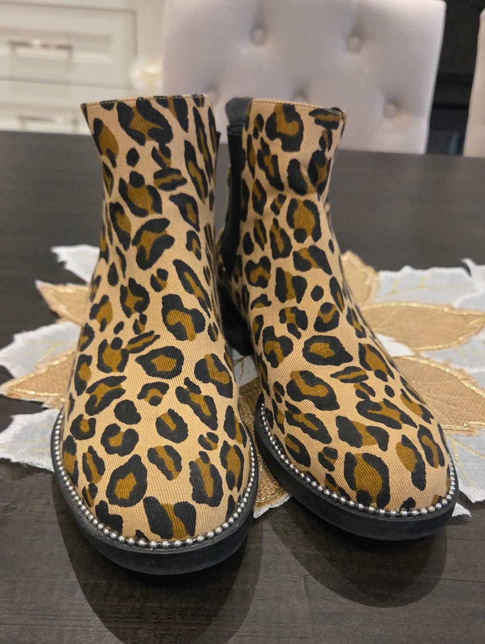 WISHBONE Chelsea Boots Leopard Canvas